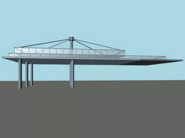 Curved Canopy With Steel Structure 3d model