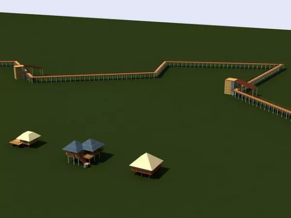 Gazebo With Bench Chair 3d model