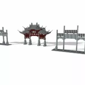 Decorated Paifang Chinese Architecture 3d model