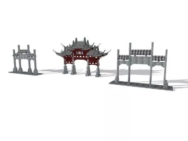 Decorated Paifang Chinese Architecture 3d model Decorated Paifang Chinese Architecture 3d model