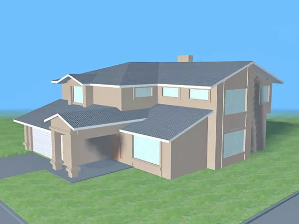 House Building With Garage 3d model House Building With Garage 3d model