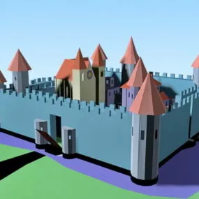 Cartoon Medieval Castle Building 3d model