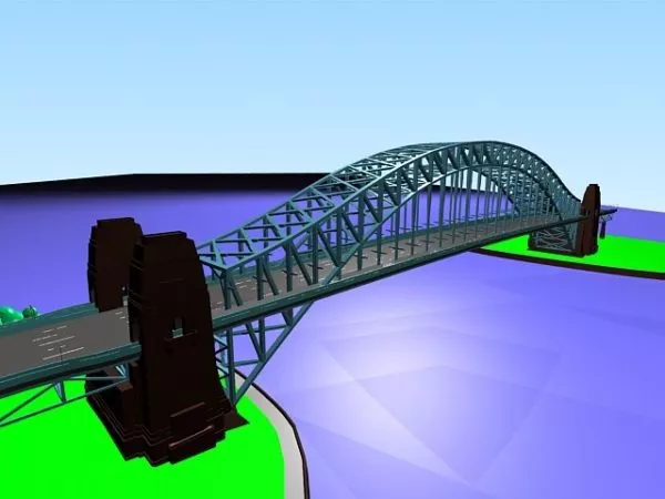 Dual Bridge Curved Structure 3d model
