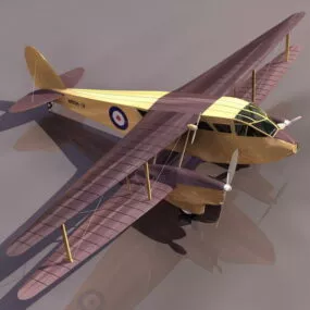 Dh.89 Dragon Rapide Biplane Passenger Airliner 3d model