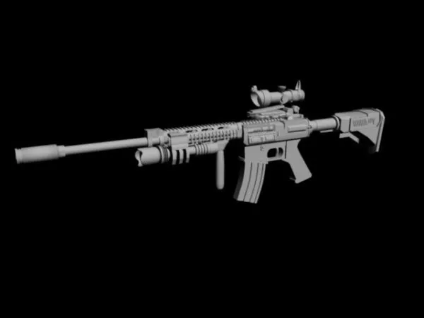 Assault Rifle With Silencer 3d model Assault Rifle With Silencer 3d model