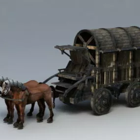 Medieval Horse Wagon 3d model