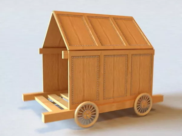 Typical Wooden Carriage 3d model Typical Wooden Carriage 3d model