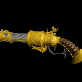 Antique Flintlock Blunderbuss Pistol Gun 3d model