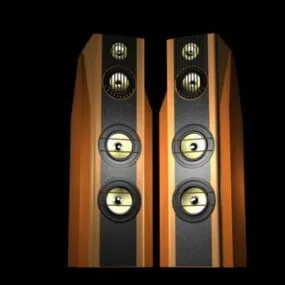 Wooden Stereo Audio Speakers 3d model