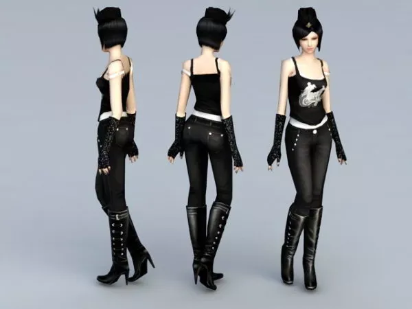 Emo Female Character 3d model Emo Female Character 3d model