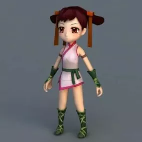 Cartoon Asian Girl 3d model