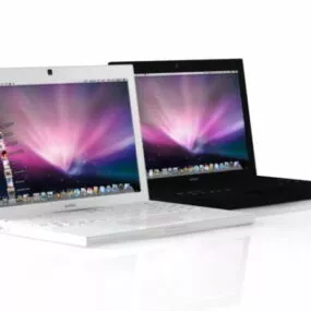 Old Macbook Laptop White And Black 3d model