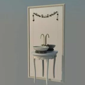 Antique Vanity With Sink 3d model