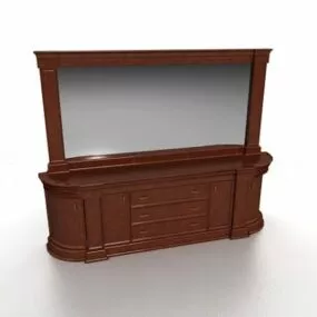 Wooden Dressing Table With Mirror 3d model