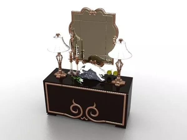 Dressing Table With Rectangular Mirror 3d model
