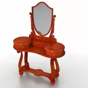 Vintage Wooden Vanity Dressing Table 3d model