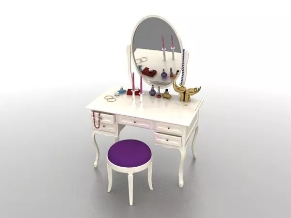 Dressing Table With Mirror, Shelf 3d model