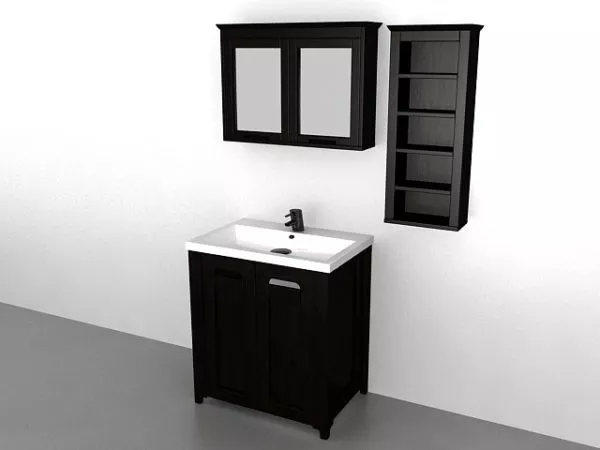 Modern Bathroom Vanity With Mirror & Cabinet 3d model Modern Bathroom Vanity With Mirror & Cabinet 3d model