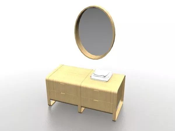 Retro Dressing Table With Thin Drawers 3d model