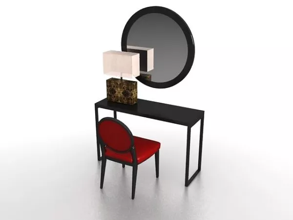 Oval Mirror On Dressing Table 3d model
