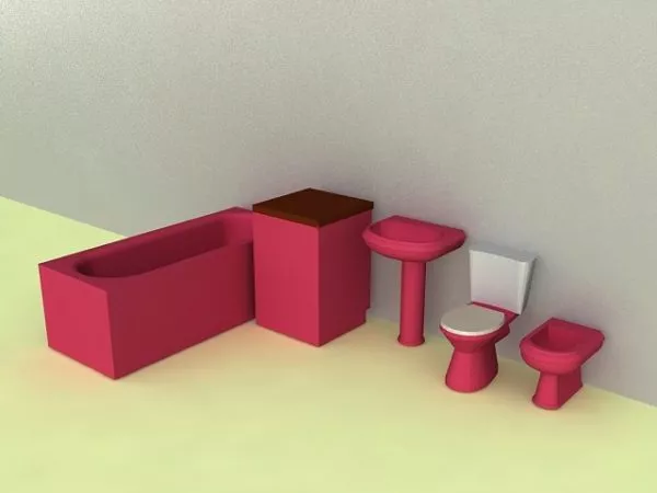Rectangular Bathtub With Chrome Accessories 3d model