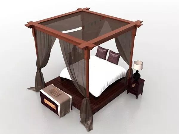 Canopy Bed Furniture Set 3d model Canopy Bed Furniture Set 3d model