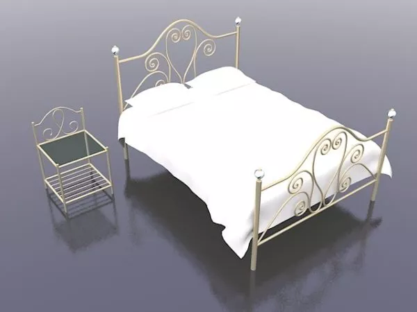 White Nightstand With Drawer 3d model