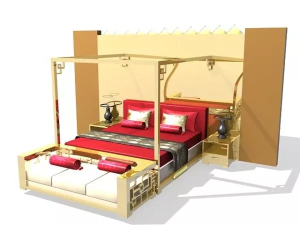 New Four-poster-bed With Headboard 3d model New Four-poster-bed With Headboard 3d model
