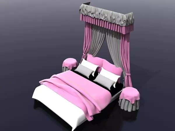 Double Bed With Curtain 3d model Double Bed With Curtain 3d model