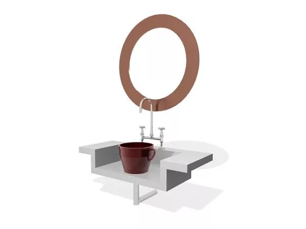 Bathroom Vanity With Round Mirror 3d model Bathroom Vanity With Round Mirror 3d model