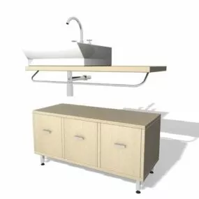 Wooden Bathroom Vanity Cabinets With Sink 3d model