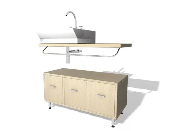 Wooden Bathroom Vanity Cabinets With Sink 3d model Wooden Bathroom Vanity Cabinets With Sink 3d model