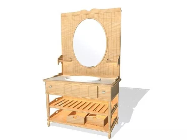 Vintage Bathroom Wooden Vanity Sink 3d model Vintage Bathroom Wooden Vanity Sink 3d model