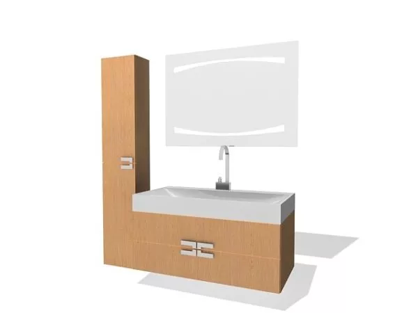 Bathroom Rectangle Vanity Cabinets With Mirror 3d model Bathroom Rectangle Vanity Cabinets With Mirror 3d model