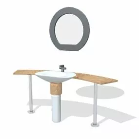 Bathroom Vanity With Mirror Curved Style 3d model