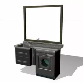 Bathroom Sink With Washing Machine Below 3d model