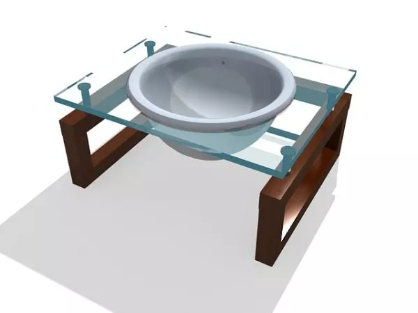 Bathroom Vanity on Glass 3d model Bathroom Vanity on Glass 3d model