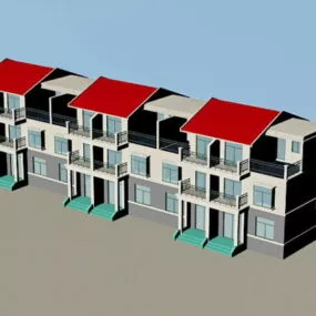 Modern Row Houses Townhouse 3d model
