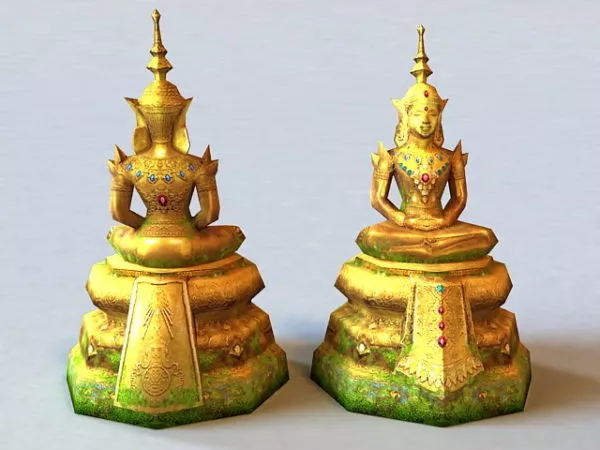 Golden Buddha Statue 3d model