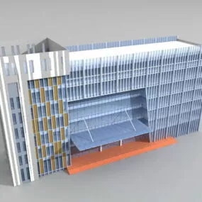 Modern Glass Office Building 3d model