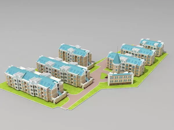 Residential Apartment Buildings 3d model Residential Apartment Buildings 3d model