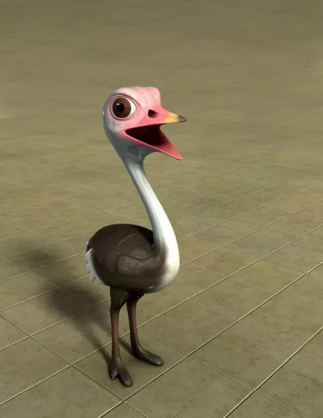 Cartoon Ostrich Figure Character 3d model