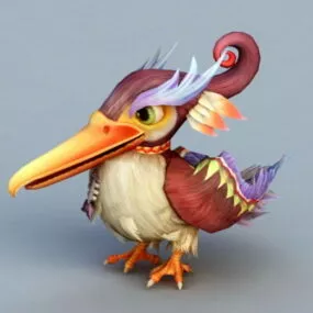 Cormorant Bird Cartoon Style 3d model