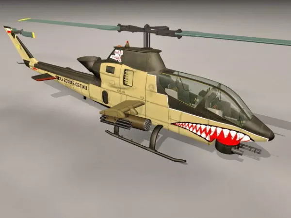 Apache Military Helicopter With Gunship 3d model