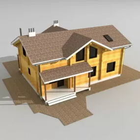 Western Wooden Country House 3d model