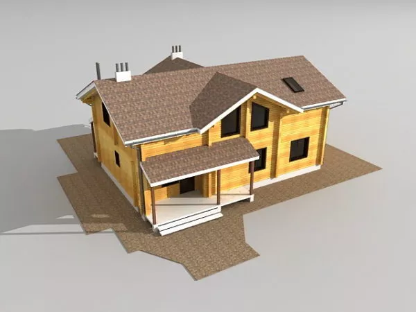 Western Wooden Country House 3d model Western Wooden Country House 3d model