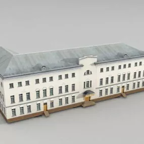 L Shaped Old Apartment Building 3d model