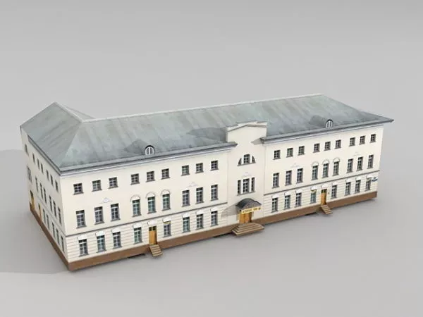 L Shaped Old Apartment Building 3d model L Shaped Old Apartment Building 3d model
