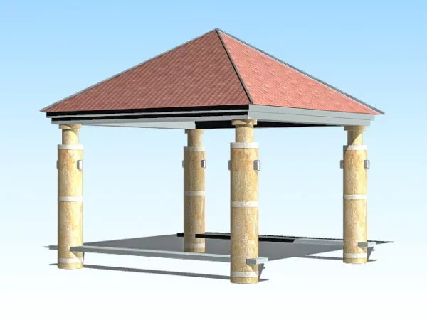 Lowpoly Chinese Garden Pavilion 3d model