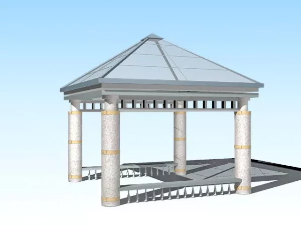 Small Wood Gazebo 3d model